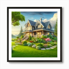 Landscape House In The Countryside Art Print