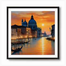 Venice At Sunset 2 Art Print