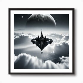Spaceship In The Clouds Art Print