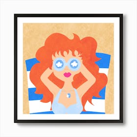 Modern beach house decoration - swimming at the beach Art Print