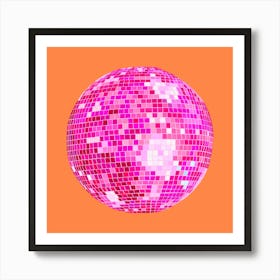 Pink and Orange Disco Ball Art Print