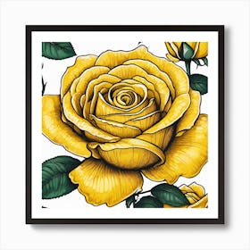 Yellow Roses Seamless Pattern 11 Art Print