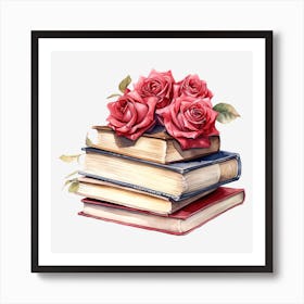 Roses On Books 6 Art Print