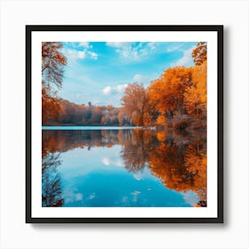 Autumn Trees In A Lake Art Print