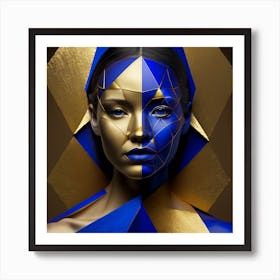 Geometric Portrait Of A Woman Art Print