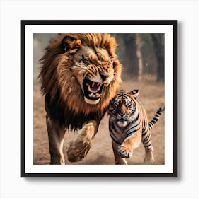 Giant Tiger Walking In Forest Canvas Wall Art by GEN Z