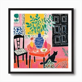 Cat At The Table 15 Art Print