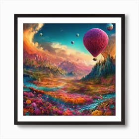 Hot Air Balloon In The Sky Art Print