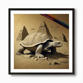 Turtle In The Desert 1 Art Print