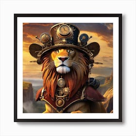 Steampunk Lion 4 Art Print