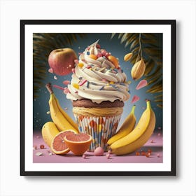 Create graphic design love cupcake illustration design 3 Art Print