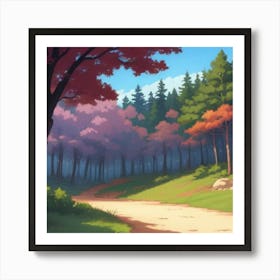 Anime Forest Background Art Print