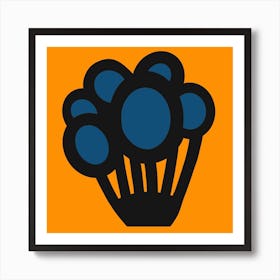 Blue and Orange Flowers Art Print