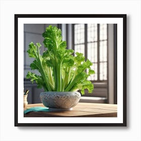 Frame Created From Celery On Edges And Nothing In Middle Ultra Hd Realistic Vivid Colors Highly (7) Art Print