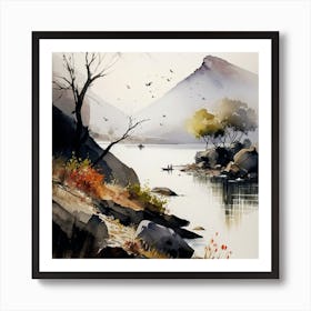 Water Landscape Painting Art Print