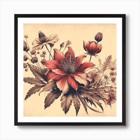 Floral Tattoo Design Art Print