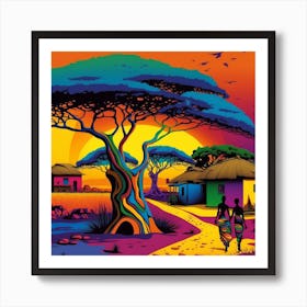 African Village Art Print