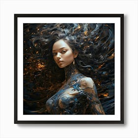 Woman With Long Hair Art Print