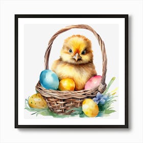Easter Chick In Basket 4 Art Print