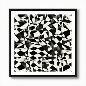 Abstract Black And White Checkered Pattern Art Print