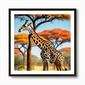 Giraffe In The Savannah Art Print