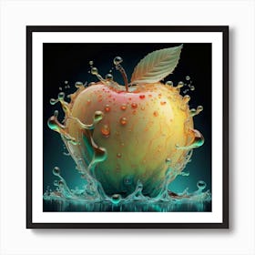 Water Splashed Apple 1 Art Print