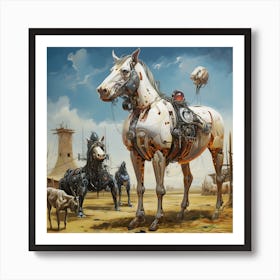 Surreal Cyborg Cows On A Farm Ai Art Depot 17 Art Print