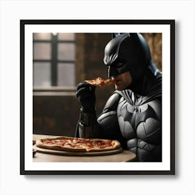 Batman Eating Pizza Art Print