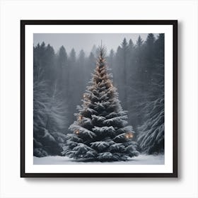 Christmas Tree In The Snow 5 Art Print