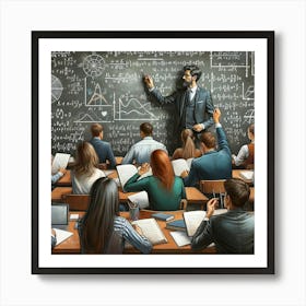 Intellectual Pursuit Wall Print Art A Dynamic And Inspiring Depiction Of Academic Engagement, Perfect For Highlighting The Pursuit Of Knowledge In Any University Setting Art Print