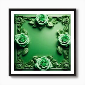 Green Roses Frame 16 Art Print