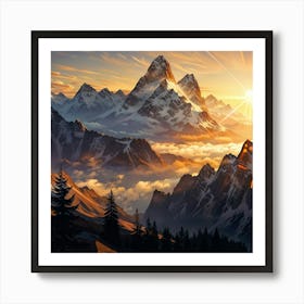 Sunrise Over The Mountains Art Print