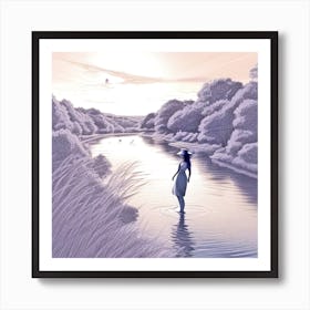 Girl In The Water 15 Art Print