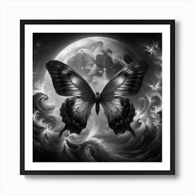 Butterfly In The Moonlight 3 Art Print