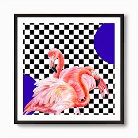 Classic Checkered Flamingo Art Print