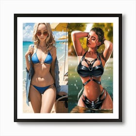 Sexy Girl In Bikini Art Print