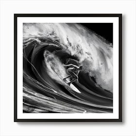 Black And White Surfer 6 Art Print