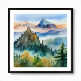 Watercolor Mountains 4 Art Print