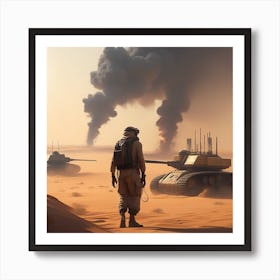 Soldier In The Desert 2 Art Print