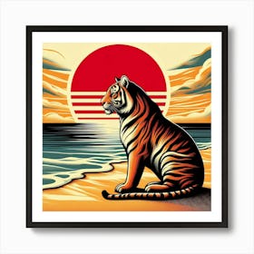 Tiger On The Beach Poster