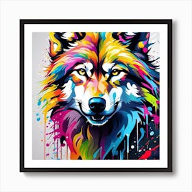 Colorful Wolf Painting Art Print