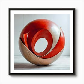 Red spiral sphere Art Print