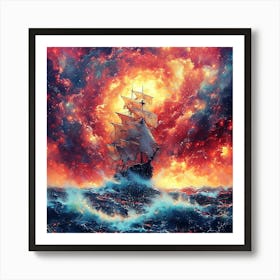 Ship In The Storm 1 Art Print