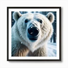 Close Encounter, White Bear in the Forest Art Print