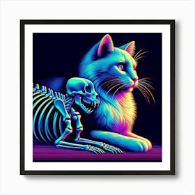 Skeleton Cat 1 Art Print