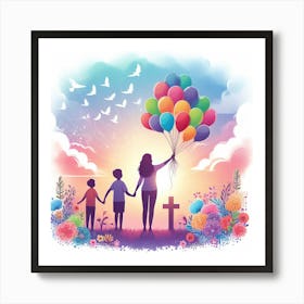 Family Portrait With Balloons Art Print