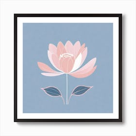 A White And Pink Flower In Minimalist Style Square Composition 323 Art Print