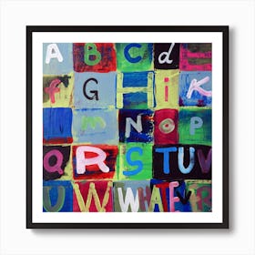 Whatever Alphabet Letters Square Color Colorful Kids Children Playroom Geometric Abstract Art Print