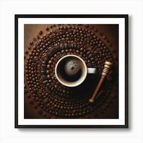 Coffee Cup On Coffee Beans 1 Art Print