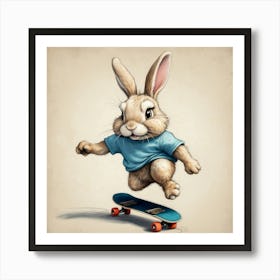 Bunny Skateboarding 4 Art Print